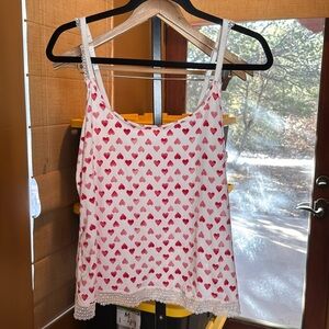 JESSICA SIMPSON PJ RED HEART VALENTINE LACE TOP SIZE LARGE